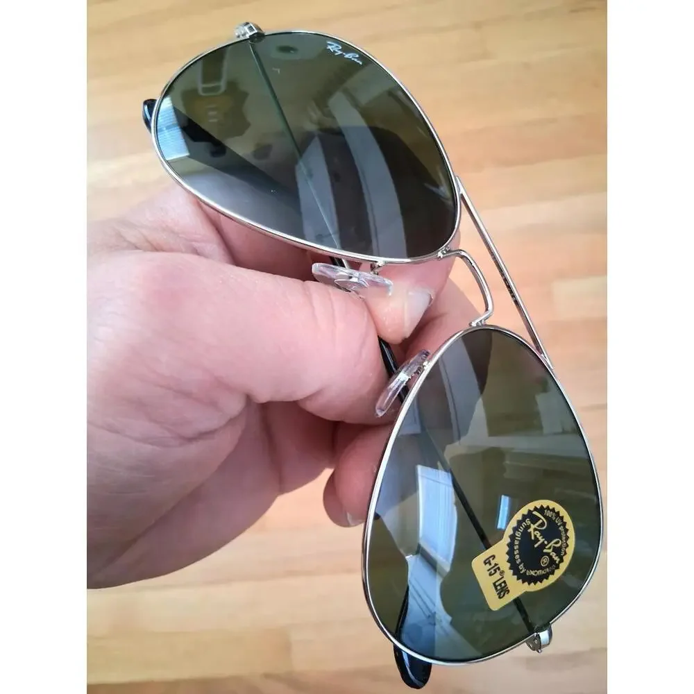 Ray-Ban RB3025 Green Lens Silver Frame 58mm Sunglasses‎